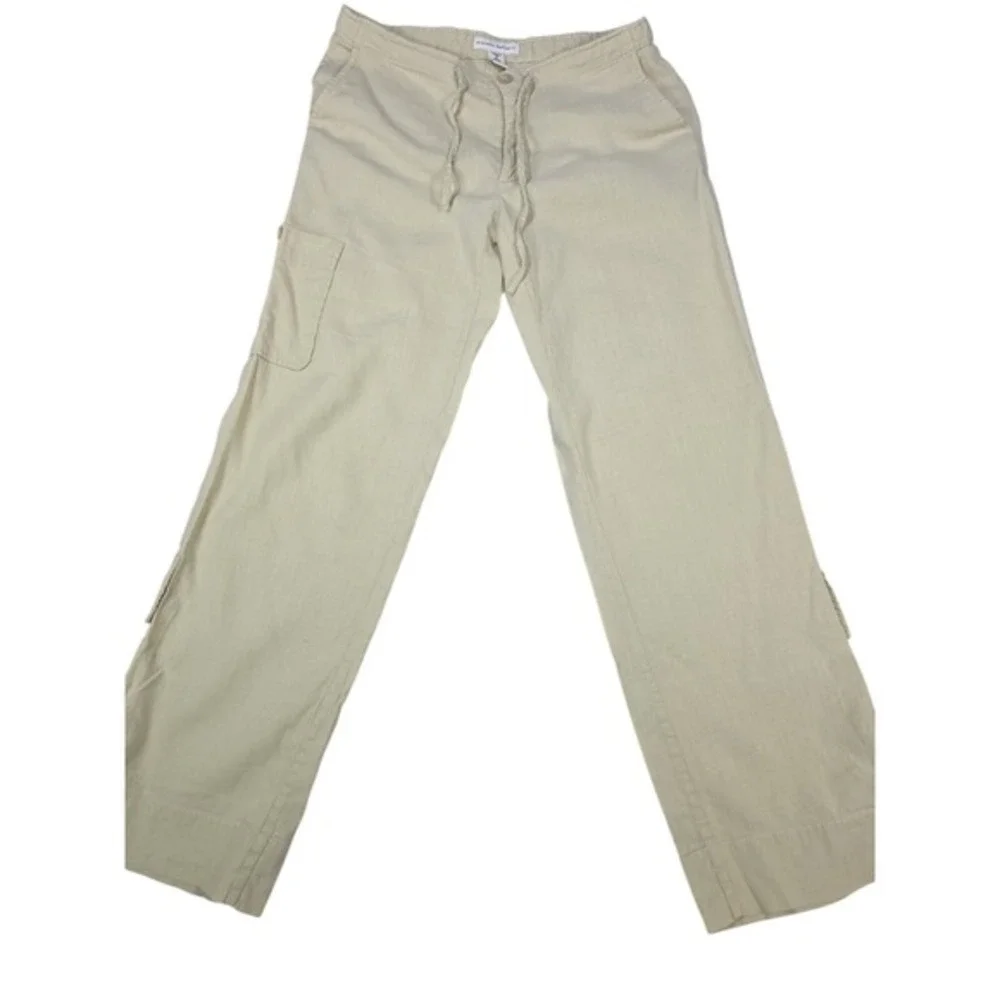Banana Republic Pants 4 Beige Linen Blend Turkey Roll Up Vintage 2003‎ Y2K Cargo